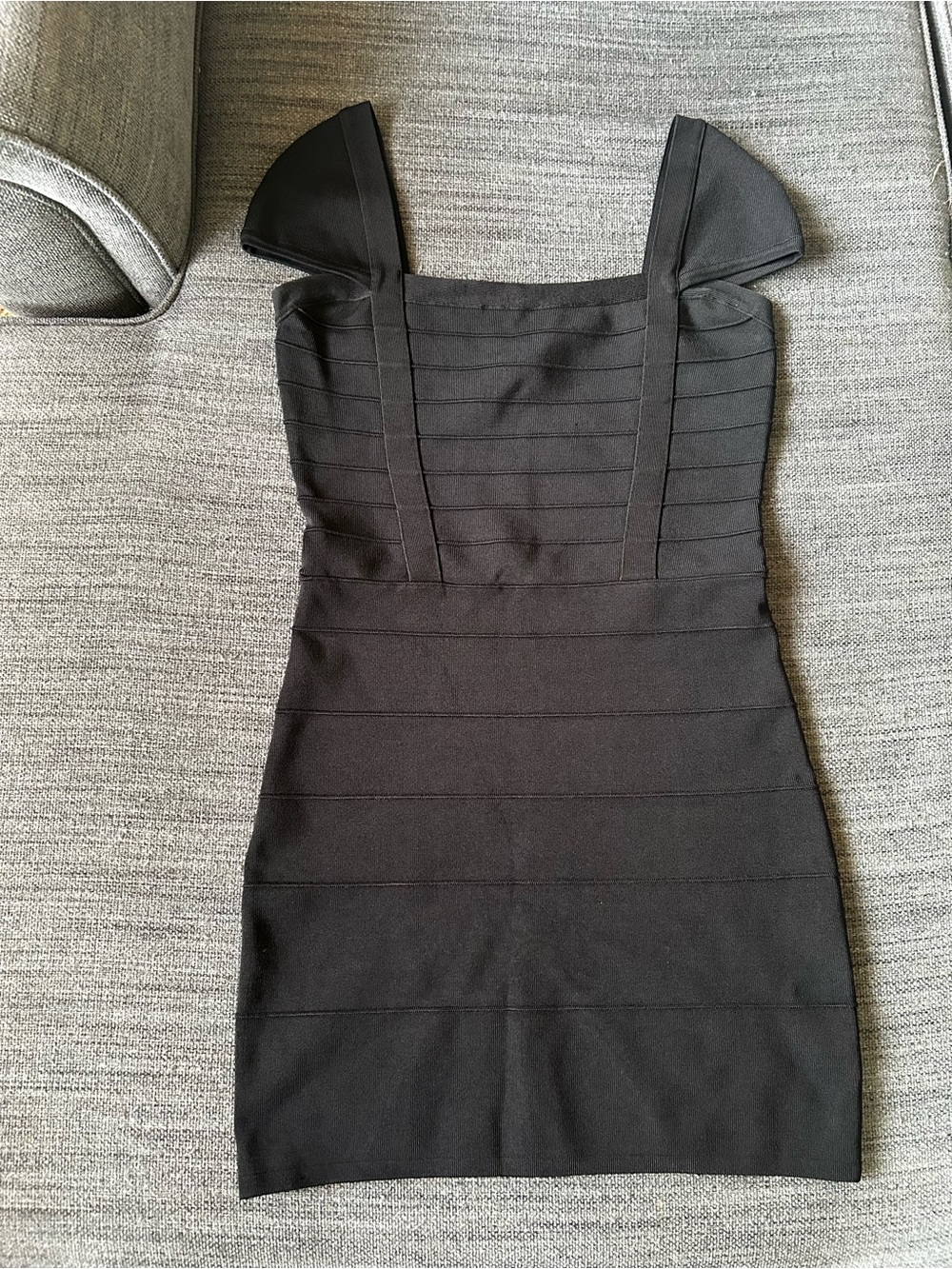 Guess by Marciano Black Square-Neck Bodycon mini Dress, L, NWOT